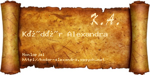 Kádár Alexandra névjegykártya