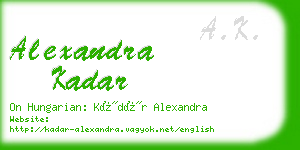 alexandra kadar business card